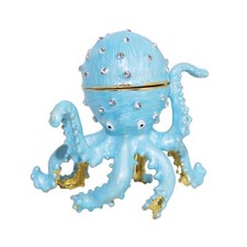 Hand-painted Octopus Trinket Box Rhinestone Jeweled Colorful Enamel Ring Holder picture