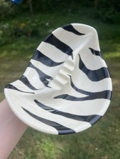 Vintage Zebra Stripe 6.5 Inch Ashtray Midcentury Fine Ceramics Retro Catchall picture