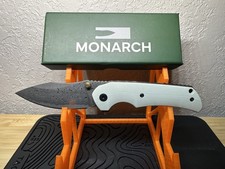 Bladebox Damascus Monarch EDC Knife Folder D2 G10 White New 7 1/2 Inches Overall picture
