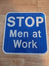 Stop Men At Work Blue Sign 12