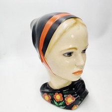 Vintage Marwal Dutch Scandinavian MCM Chalkware Plaster Girl Head Bust 8.5