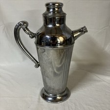 Vtg Unbranded Chrome Plated Cocktail Pitcher Art Deco Style Complete  picture
