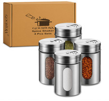 4-Piece Premium Stainless Steel Salt and Pepper Shakers Set picture