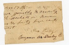 1844 Antique Promissory Note Fragment Stanley Family Haskell Bearer Handwritten picture