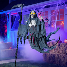JOYIN 6 Ft Flying Grim Reaper Animated Halloween Decorations Outdoor with Sickle picture