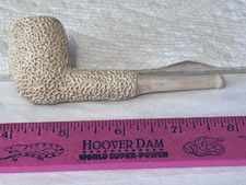 VINTAGE JOHN POLLOCK & CO SHORT CUTTY FORM  RUSTICATED CLAY TOBACCO PIPE 1970-80 picture