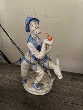 Vintage Ceramic Porcelain Donkey & Old Man Figurine #4588 picture
