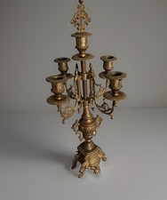 Large Rococo Ornate Brass 5 Arm Candelabra Candlestick & Antique Style 20”x8” picture