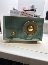 Vintage RCA Victor Model X-2HE AM Tube Radio Teal White Mid Century Modern MCM picture