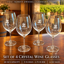 Silver Oak Cellars Crystal Logo Stemmed Wine Glasses Set of 4 Clear 20oz 9in picture