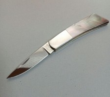 OLD GERBER Silver Knight 200A Abalone shell Pocket Knife Unused picture