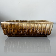 Vintage McCoy Style 404 7 USA Ceramic Brown Drip Glaze Rectangular Plantar Bowl picture