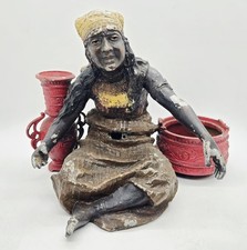 ANTIQUE DECORATIVE ARTS GYPSY COLD PAINTED SMOKING SET ~ BRONZE AND SPELTER picture