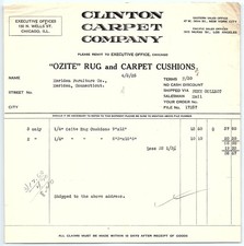 1925 Clinton Carpet Co. Ozite Rug Cushion Billhead picture