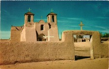 Ranchos de Taos Church New Mexico Curteichcolor Kodachrome Postcard picture