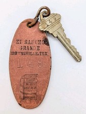 Vintage Hotel Key El Rancho Grande Brownsville Texas TX RGV Skeleton Key & Fob picture