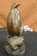 Emperor Penguin Family Sculpture Statue Figure Bronze And Figurine Art Deal Gift picture