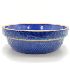 Roseville Pie Dish Bowl Blue Vintage Stoneware Pottery Co Blue Glazed Embossed D picture