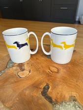 Kate Spade Lenox Wickford Dachshund Mug Set - Blue & Yellow Dog Coffee Cups picture