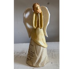 Eskimo Legend Angel Figurine Yellow Gown Holding Star Glitter Wings 8.25