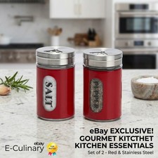 Salt and Pepper Shakers Stainless Steel and Glass Set with Adjustable Pour Holes picture
