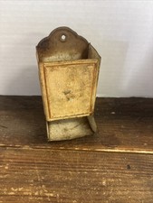 Vintage Tin Match Holder Country Farmhouse Wall Decor Metal Matchbox Cottagecore picture