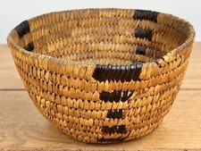 VINTAGE NATIVE AMERICAN INDIAN HAND WOVEN BASKET 6 1/2 x 3 1/2” picture
