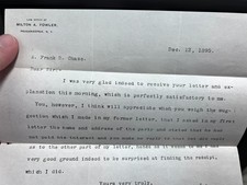 1895 Law Office of Milton A Fowler Poughkeepsie NY Signed Typed Legal Letter picture