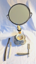 Antique 19th Century Queen City Silver Co. Shaving Mirror with Accessories picture