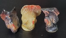 Lot of 3 Vintage Gurley Turkey Candles Thanksgiving Decor As Is Melted Character picture