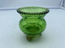 EAPG Emerald Green Gold  Souvenir Glass TOOTHPICK HOLDER    d5a picture