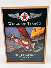 VTG 1995 Texaco 1931 Stearman Biplane Die Cast Coin Bank 3rd Series New Open Box picture