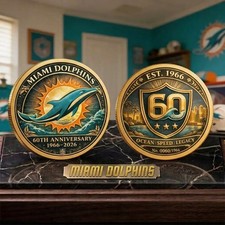 Miami Dolphins 60th Anniversary 1966-2026 Commemorative Coin picture