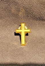 Gold Toned Christian Crucifix Cross Lapel Brooch Hat Pin picture