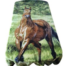 Vintage Biederlack Acrylic Throw Blanket Horse Equestrian USA 58
