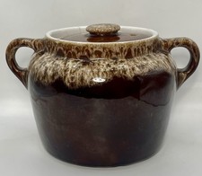Rubel Bean Pot 2 Handled w/Lid Stoneware USA Made picture