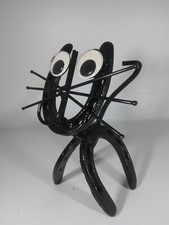 Horseshoe Cat, Kitten, Black Cat Figurine, Recycled Metal Art picture