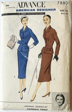 Vtg 1950s Advance Pattern 7880 Designer Hannah Troy Suit Size 18 Uncut picture