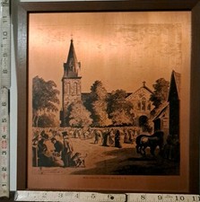 Vtg Sweden Copper Relief Art ~ Wernamo Market Fritz von Dardel Church Plaque picture