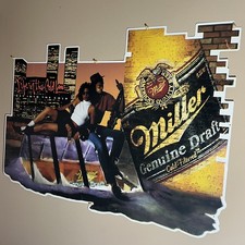 Vintage MGD 28x38” Metal Beer Sign “Life In The Cold Lane” Huge RARE 1980s picture