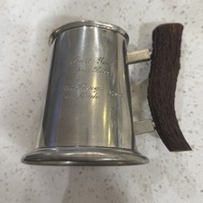 VTG  Raimond Viners of Sheffield ‘The Plough’ Pewter Tankard Antler Handle 1972 picture