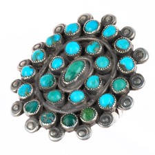 sz8.5 c1930-40's big vintage Zuni sterling silver snake eye turquoise ring picture