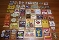 55 WHOLESALE VINTAGE C1910-1950 LABELS QUACK MEDICINE COSMETIC BEER BOTTLE BOX picture