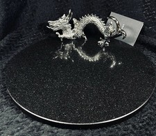 Silver Dragon Black Granite Natori Accents Fantasy Mythical Gothic Cheese Board picture