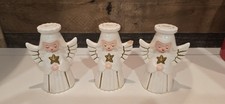 Vintage HTF Holt Howard Set of 3 Angels with Star Wands Candle Holders 1962 MCM~ picture