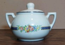 VTG Hall China Blue Bouquet Boston-shape M-10 UV Glaze Sugar Bowl, Tight Weld picture