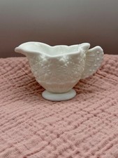 Vintage Fenton Daisy/Button Milk Glass Creamer Wing Handle picture