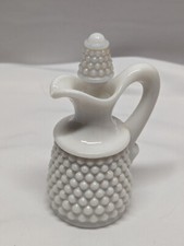 Vintage Hobnail Milk Glass Pitcher Cruet Stopper Decanter picture