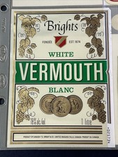Brights Wine Label White Vermouth Niagara Falls Canada Litre picture
