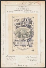 1889 H S Crocker Carrolton Mills Commercial Note Trademark Registration picture
